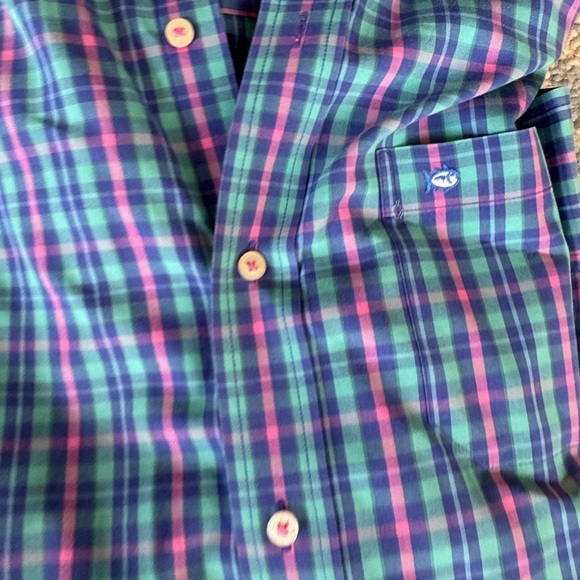 Southern Tide sz MED Plaid Button-Down Shirts - Blue and Green- both for $24 - Picture 5 of 5